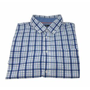 Mens Classic Collection Blue White Plaid Long-Sleeve Shirt - Size XL